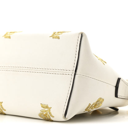 Fendi Vitello Dolce Lurex Floral Embroidered Studded Mini By The Way Boston Bag White 9 of 10