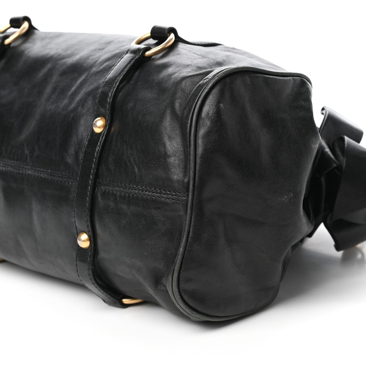 美品　Miu Miu Vitello Lux Ribbon Bag Black MIU MIU Vitello Lux Ribbon Leather 2Way Handbag Shoulder Bag Black