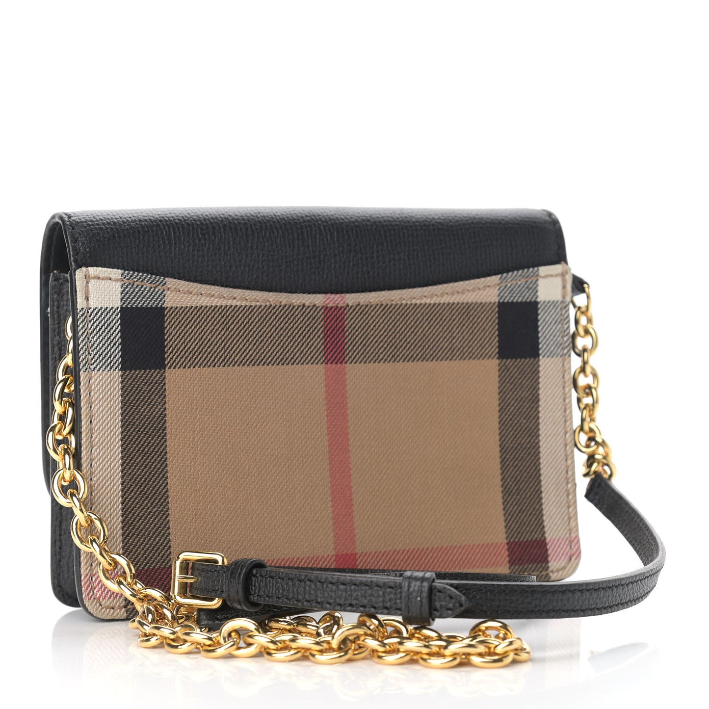 Derby Calfskin House Check Wallet On Chain Black