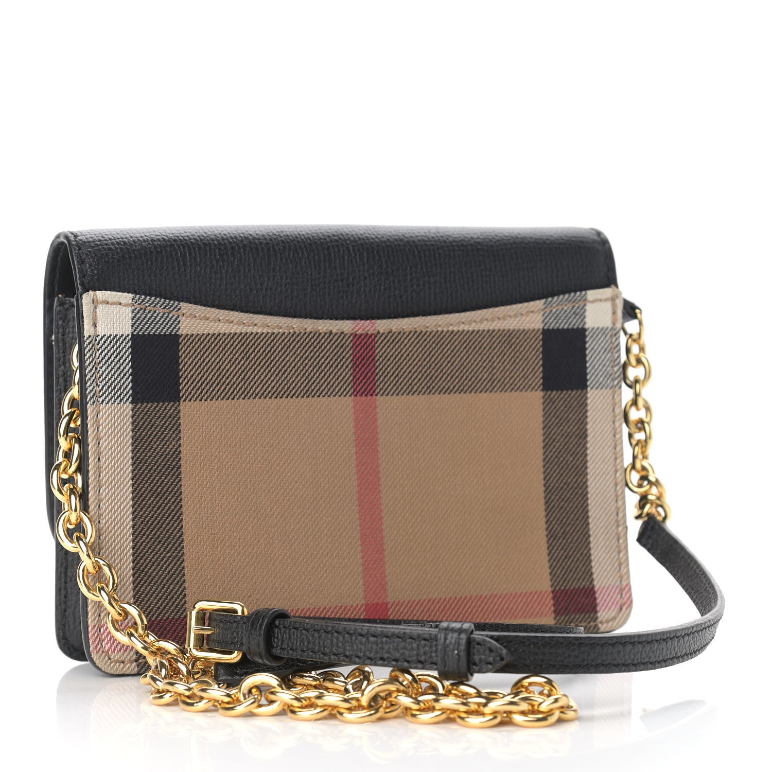 Burberry Derby Calfskin House Check Wallet On Chain Black 3 of 10