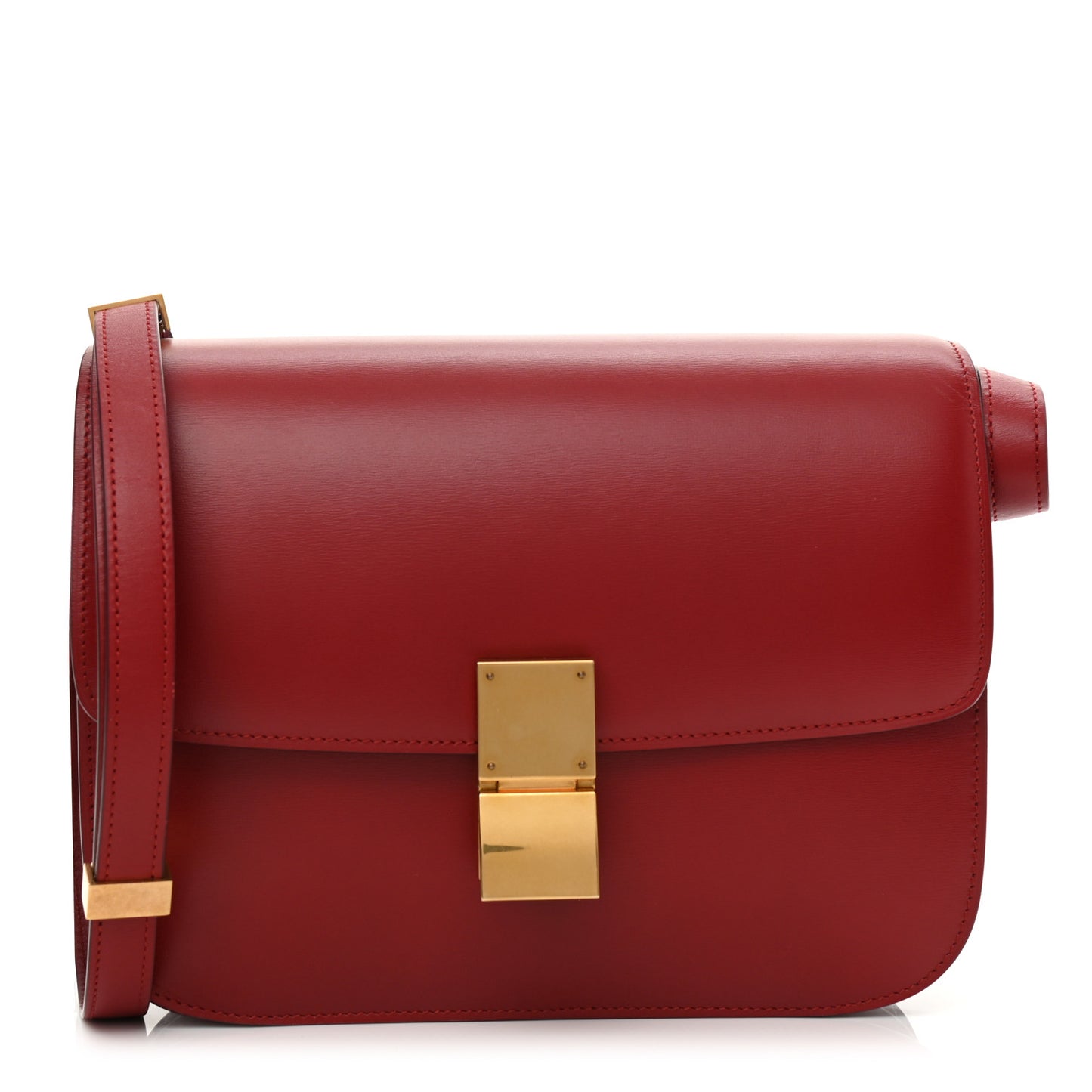 Box Calfskin Medium Classic Box Flap Bag Red