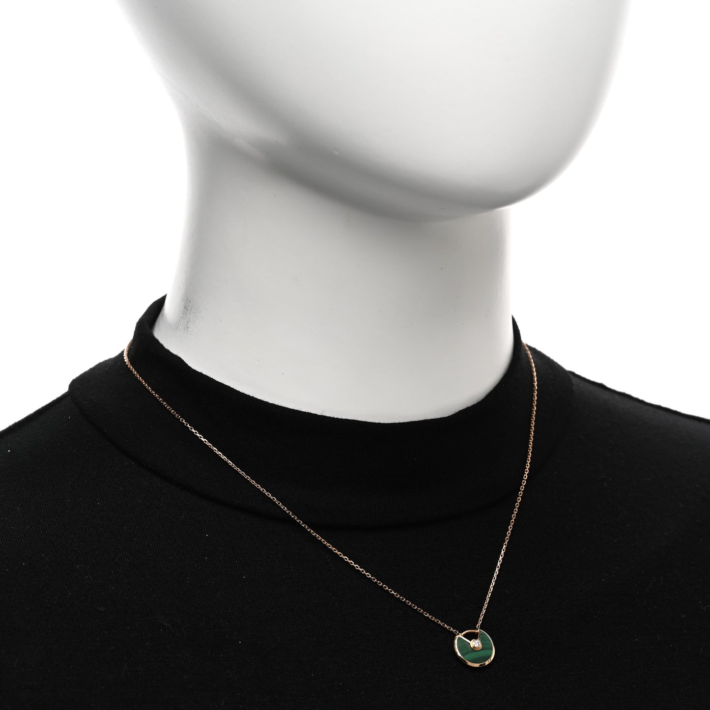 18K Pink Gold Diamond Malachite XS Amulette de Cartier Pendant Necklace