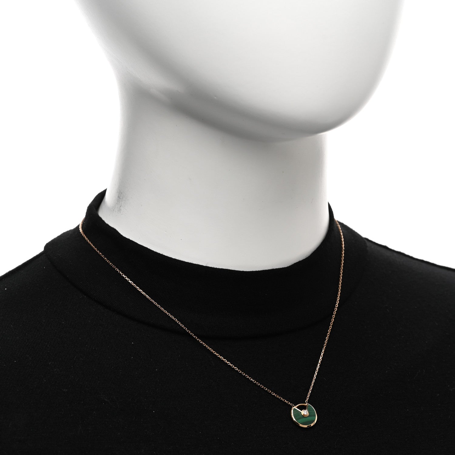 Cartier 18K Pink Gold Diamond Malachite XS Amulette de Cartier Pendant Necklace 2 of 4