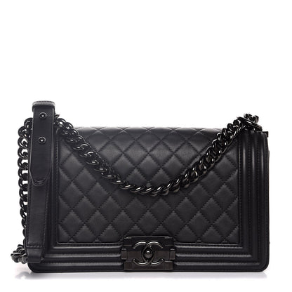 Chanel Calfskin Quilted Medium Boy Flap So Black 1 of 7
