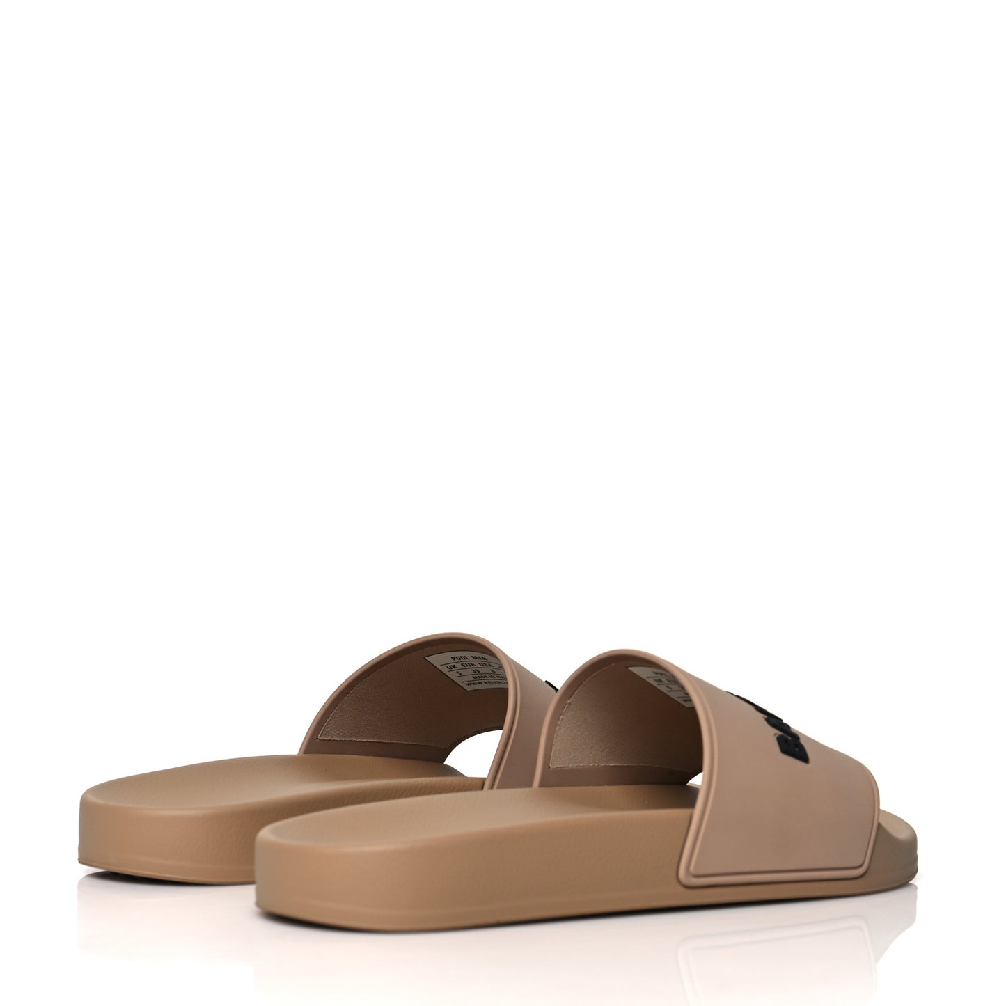 Rubber Logo Mens Pool Slide Sandals 39 Beige Black