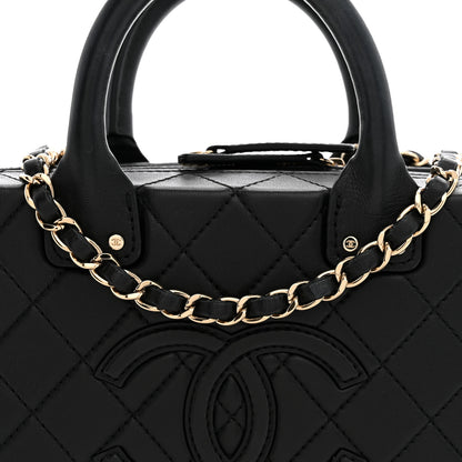 Chanel Calfskin Quilted Studded Square Vanity Case Black 7 of 9
