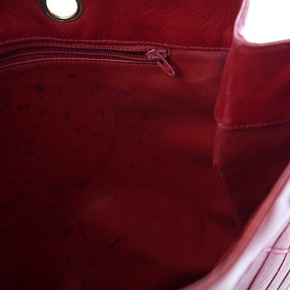 Chanel Lambskin Stitched Shopper Tote Red 13 of 16