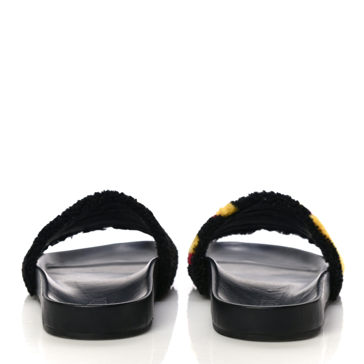 Shearling Logo Mens Slide Sandals 8.5 Black Giallo Ribes