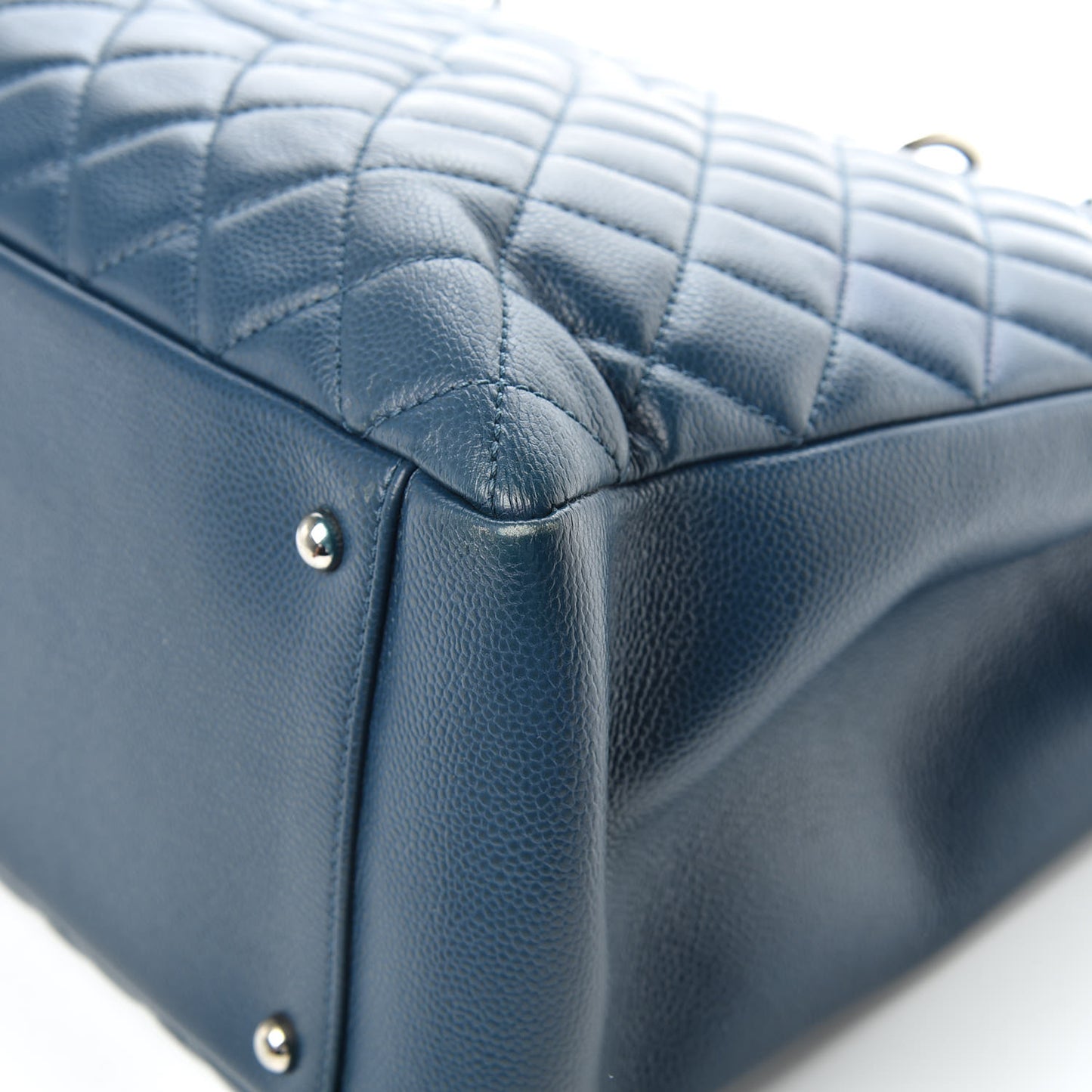 Caviar Quilted XL Grand Shopping Tote GST Navy Blue