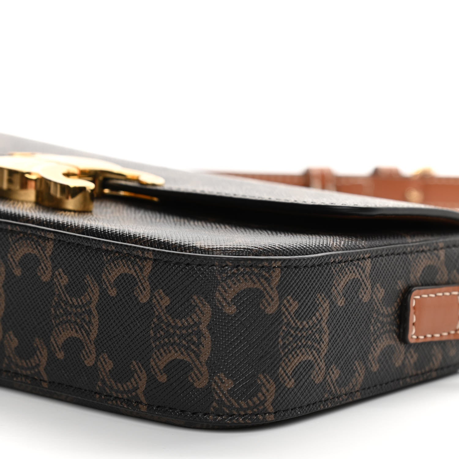 Celine Canvas Calfskin Triomphe Shoulder Bag Tan 11 of 11