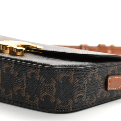 Celine Canvas Calfskin Triomphe Shoulder Bag Tan 11 of 11