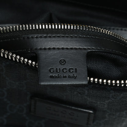 Gucci GG Supreme Monogram Appia Calfskin Web Flat Messenger Bag Black Grey 6 of 12