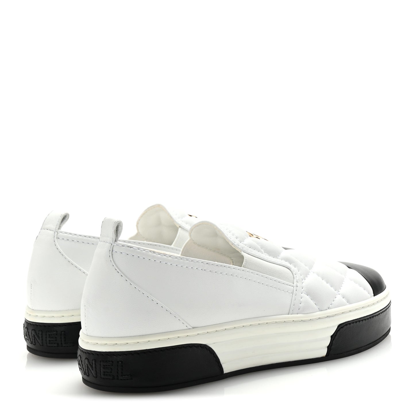 Lambskin Quilted Womens CC Stroll Sneakers 38 White