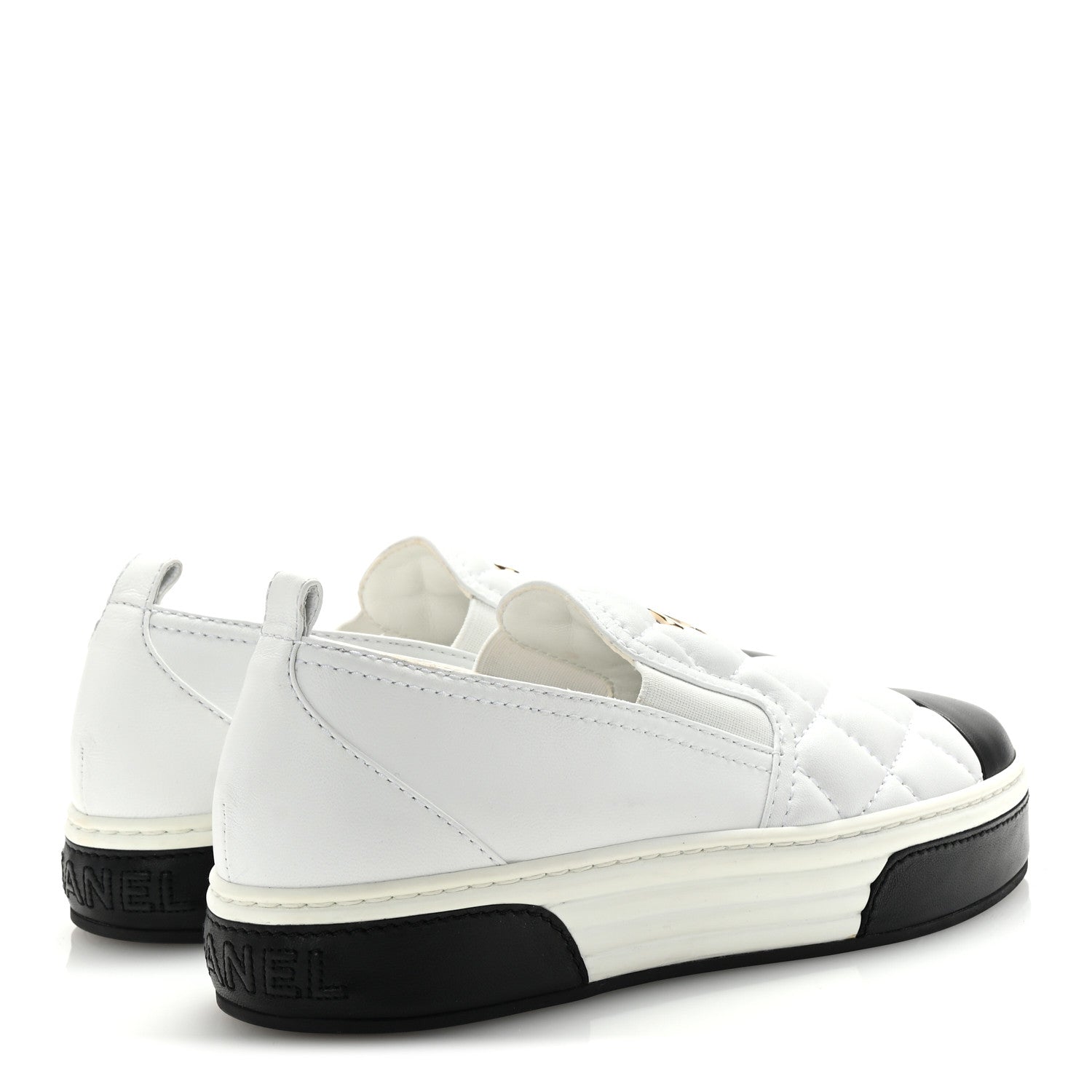 Chanel Lambskin Quilted Womens CC Stroll Sneakers 38 White 5 of 9