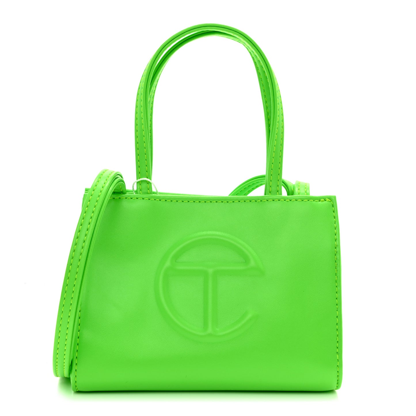 Vegan Leather Small Shopping Bag Highlighter Green