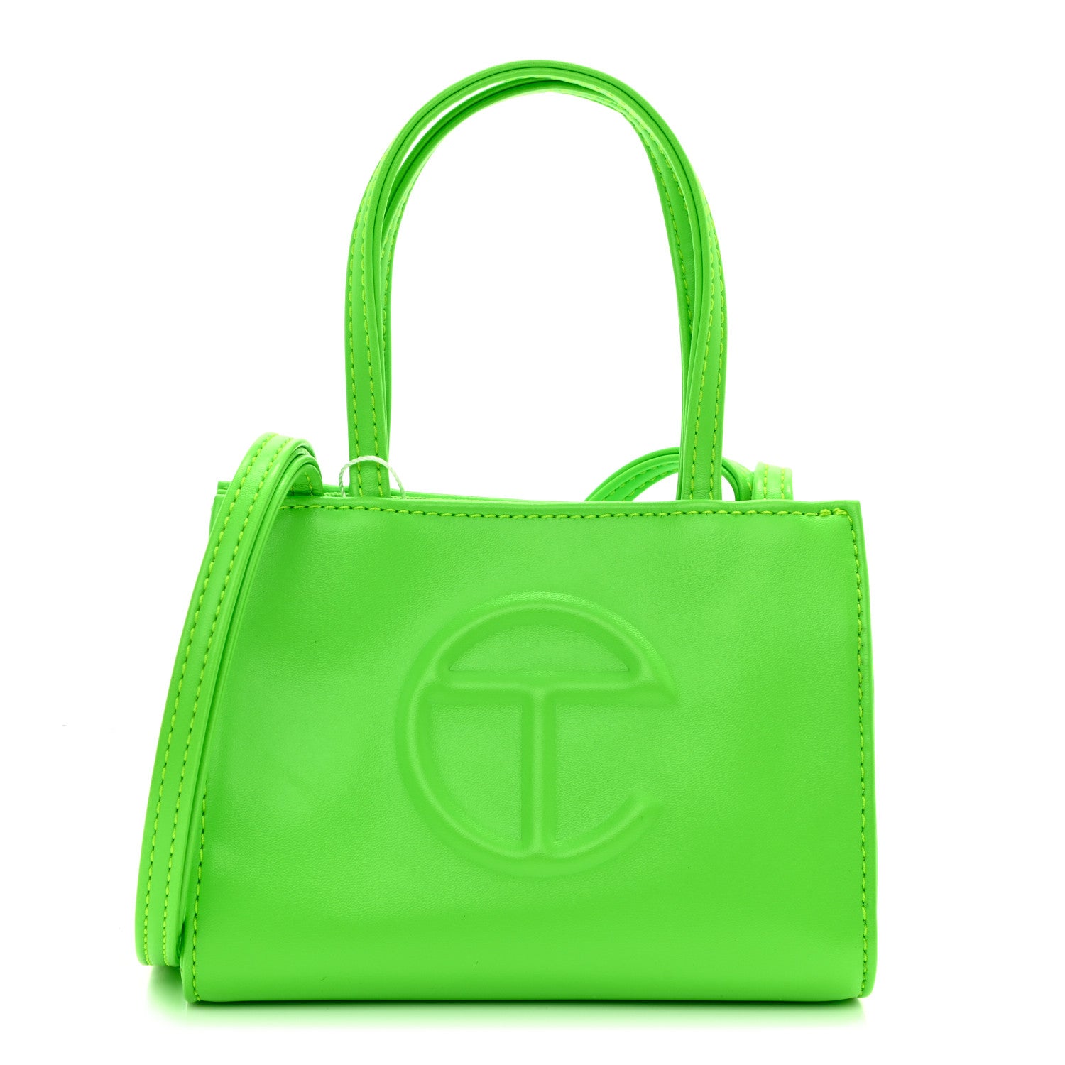 Telfar Vegan Leather Small Shopping Bag Highlighter Green 1 of 9