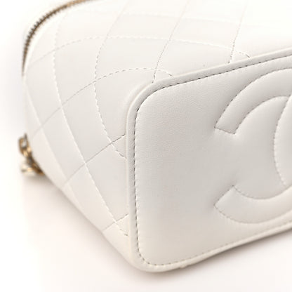 Chanel Lambskin Enamel Quilted Small Coco Hearts Vanity Case With Chain White 8 of 9