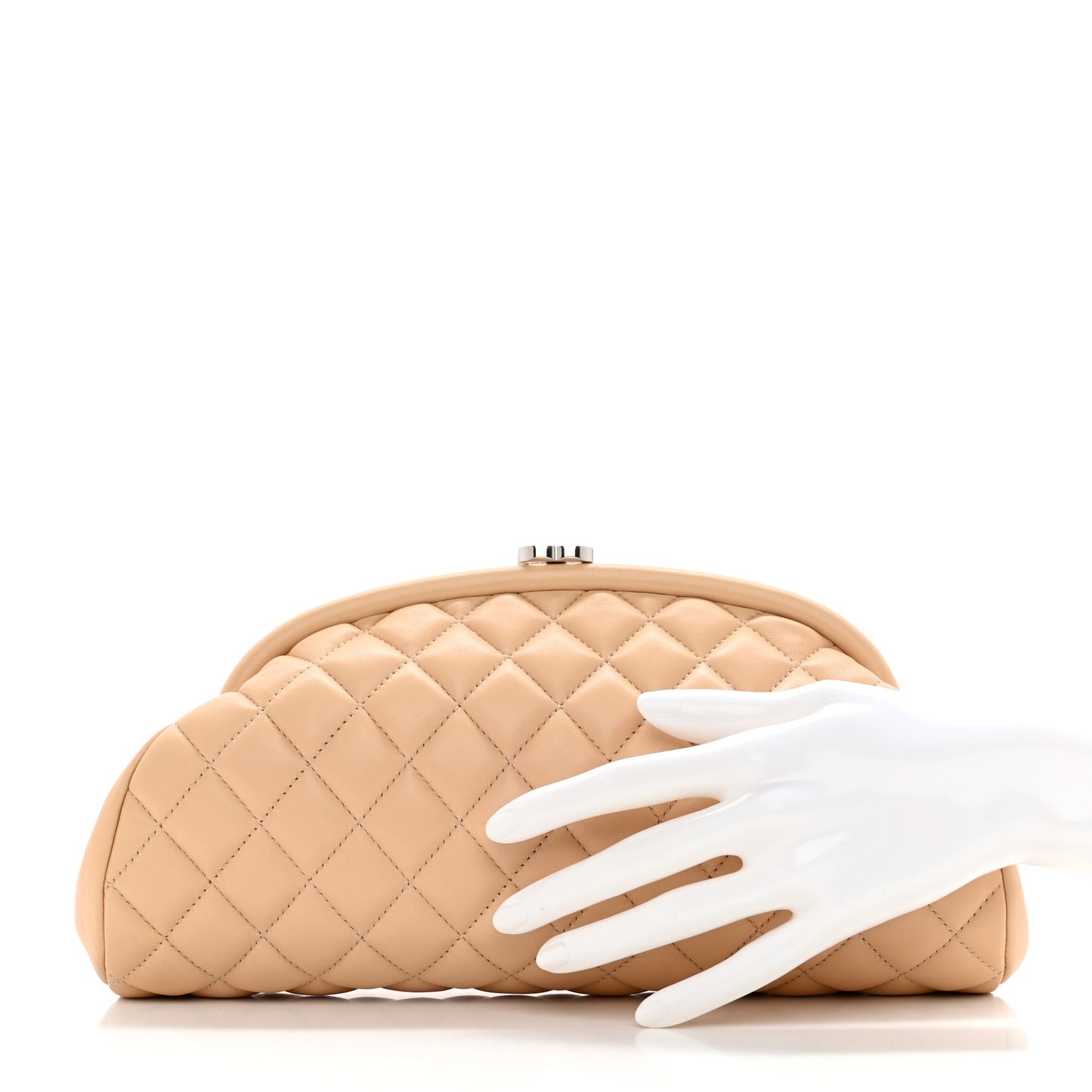 Lambskin Quilted Timeless Clutch Beige Clair