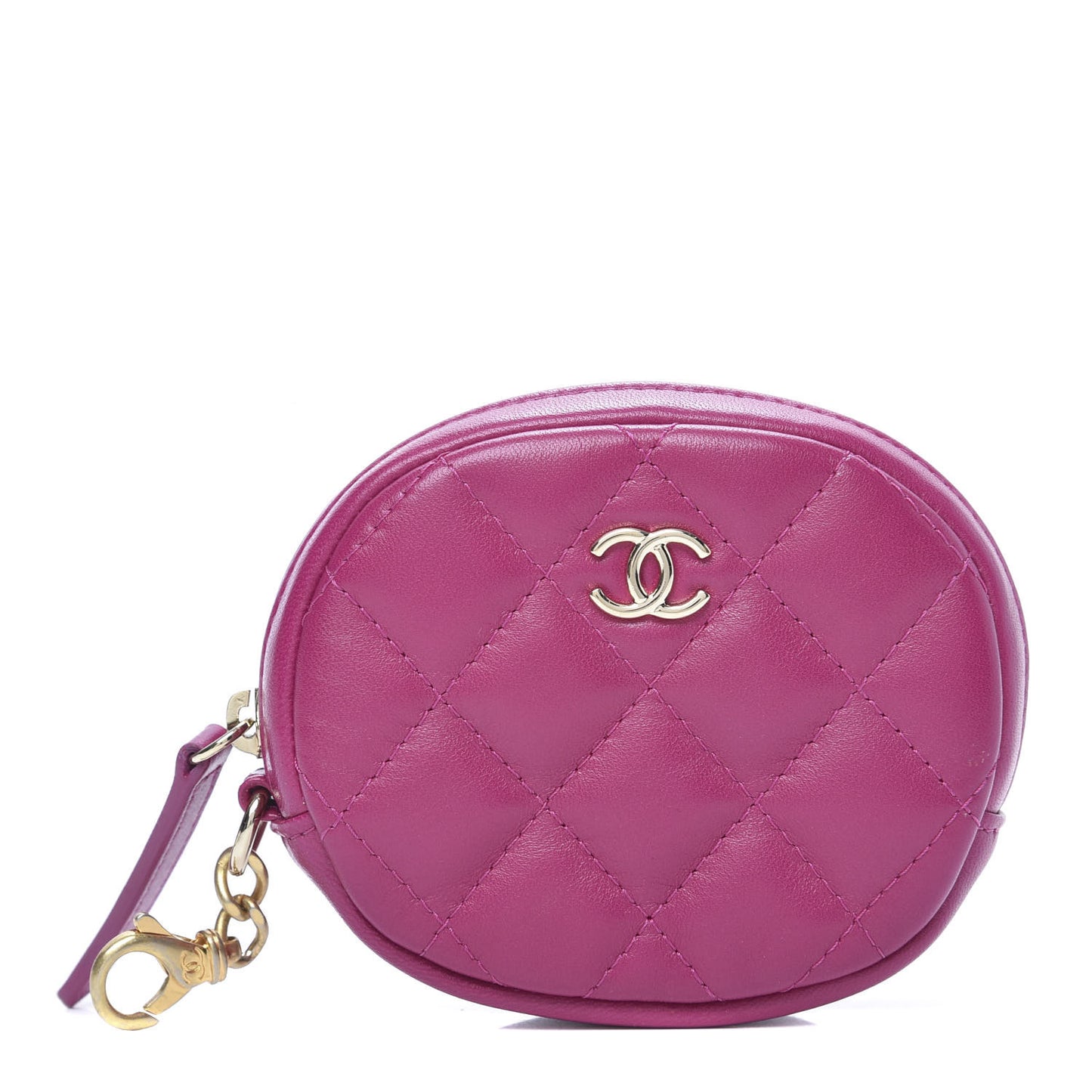 Lambskin Quilted Zip Around Classic Coin Purse Pink