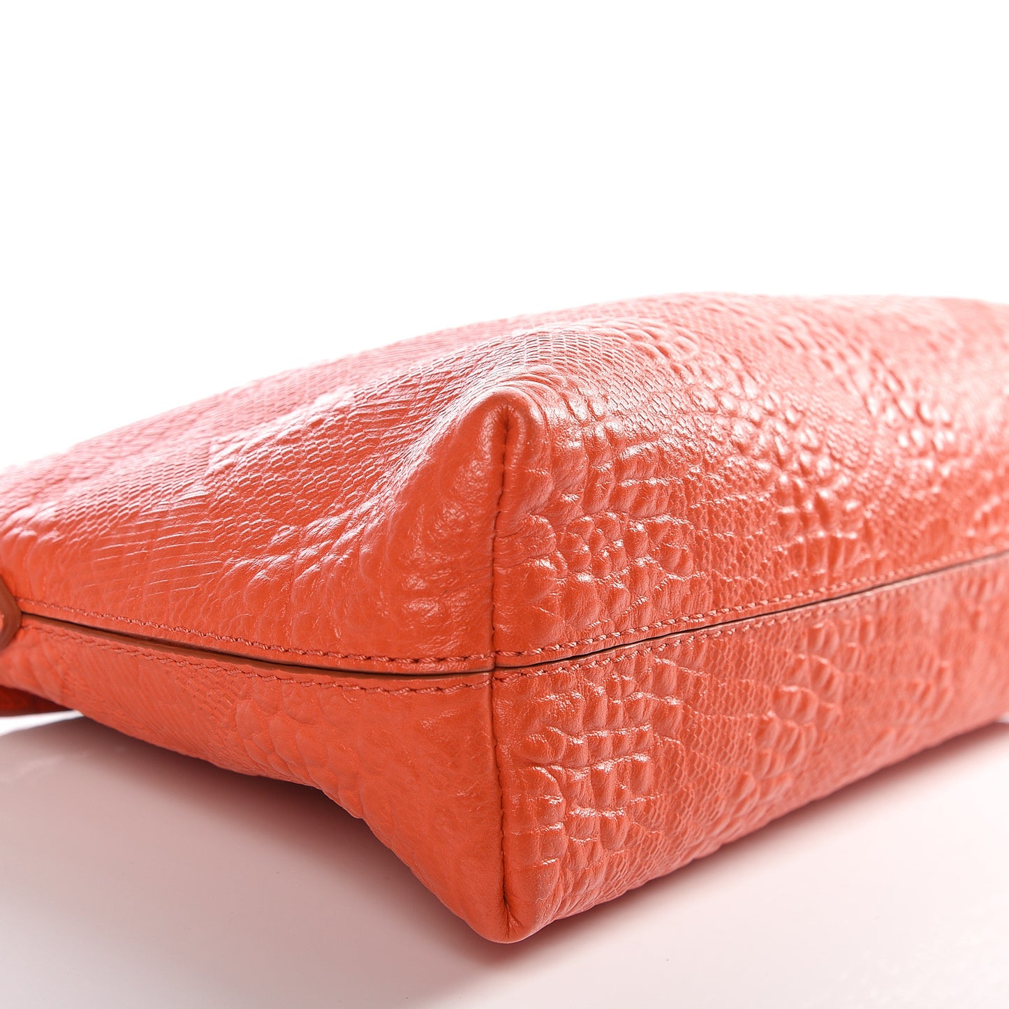 Signature Grain Calfskin Check Embossed Small Chichester Crossbody Clutch Bag Orange