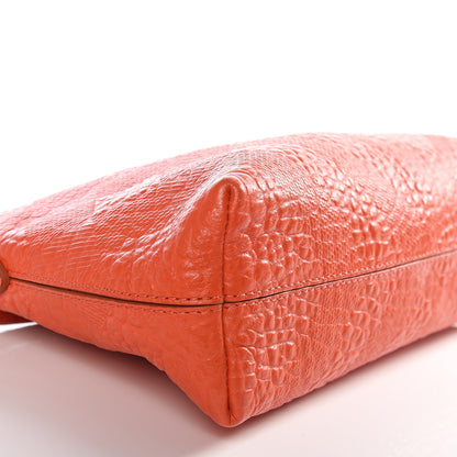 Burberry Signature Grain Calfskin Check Embossed Small Chichester Crossbody Clutch Bag Orange 6 of 10