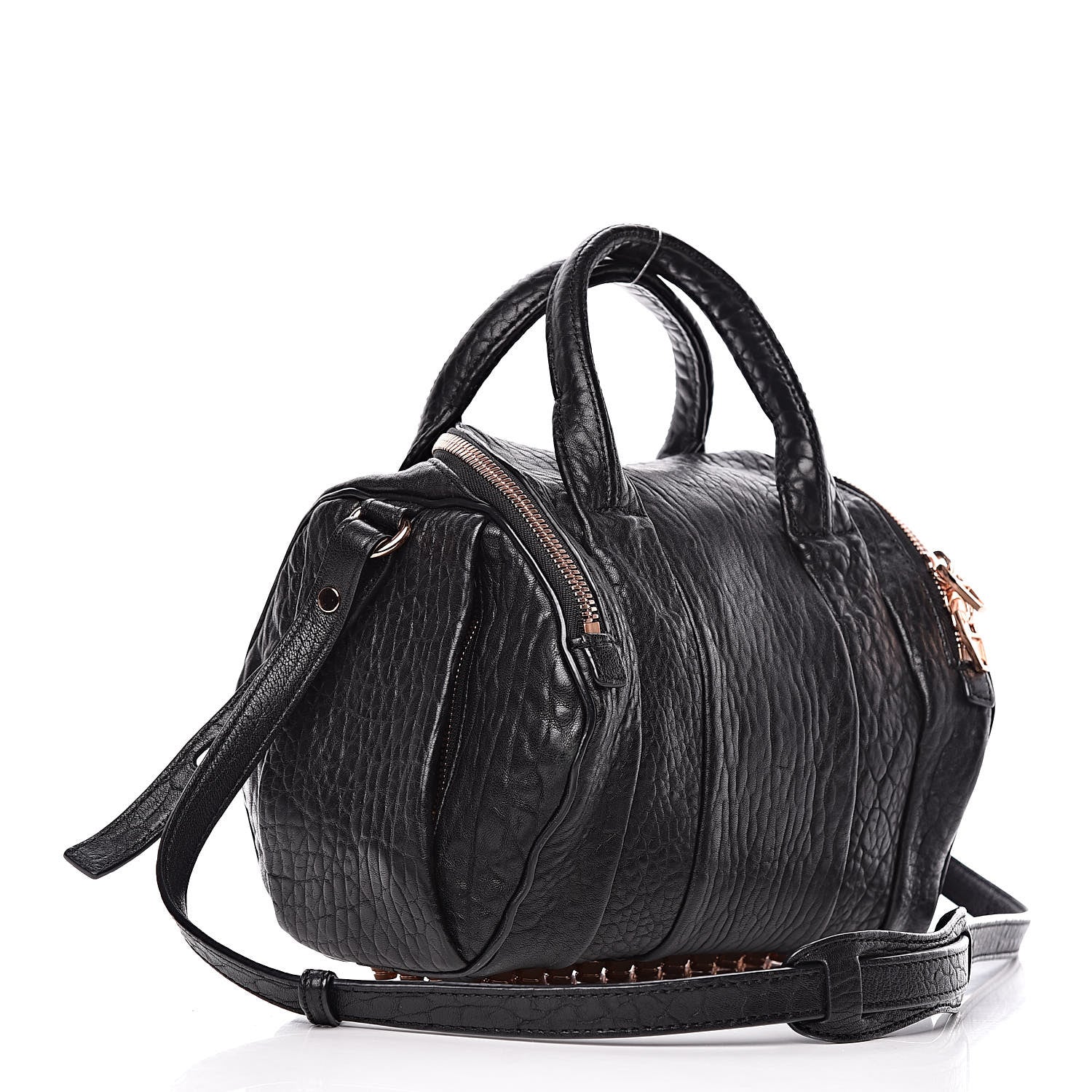 Alexander Wang Pebbled Lambskin Rockie Black Rose Gold Hardware 3 of 11