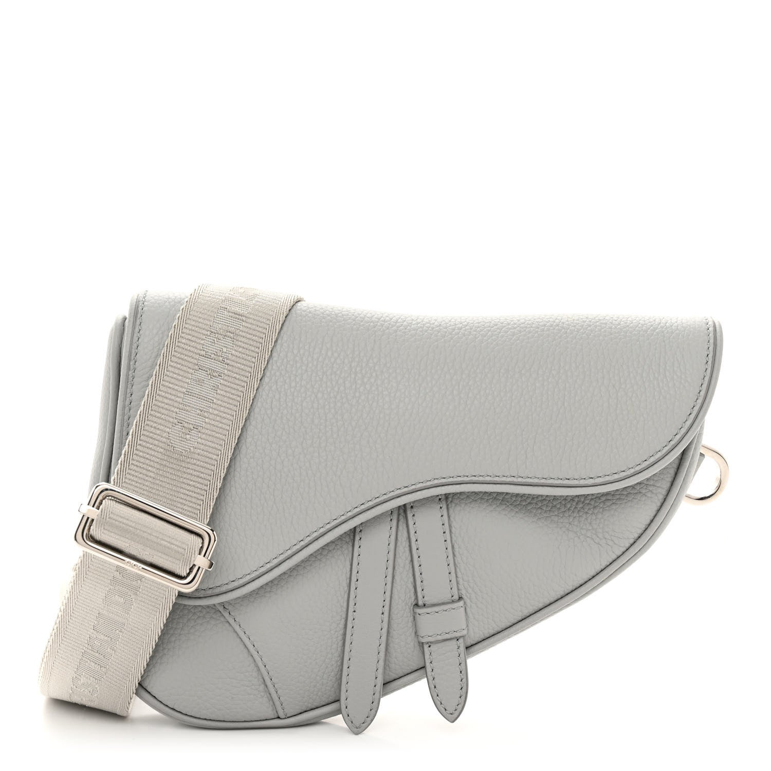 Christian Dior Grained Calfskin Mens Mini Saddle Bag Gray 1 of 9