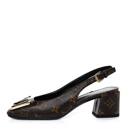 Louis Vuitton Monogram Madeleine Slingback Pumps 36.5 Brown 1 of 9
