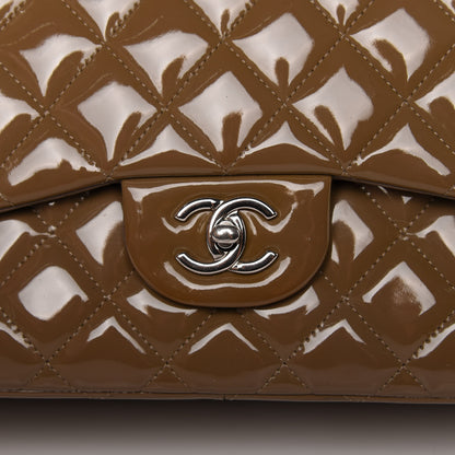 Chanel Patent Quilted Jumbo Double Flap Dark Beige 10 of 11