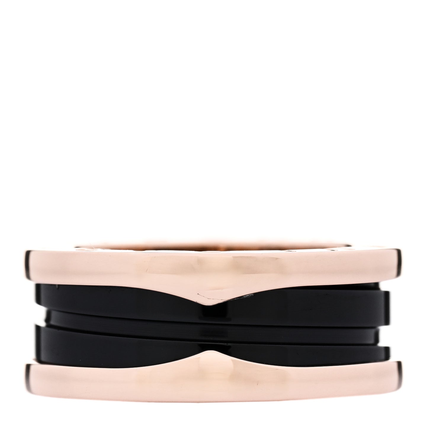 18K Rose Gold Black Ceramic B.Zero1 Two-Band Ring 51 5.75