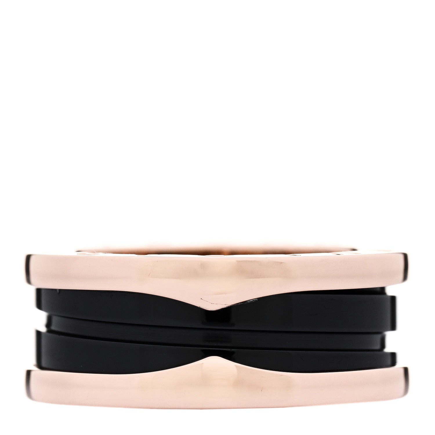 Bulgari 18K Rose Gold Black Ceramic B.Zero1 Two-Band Ring 51 5.75 3 of 4