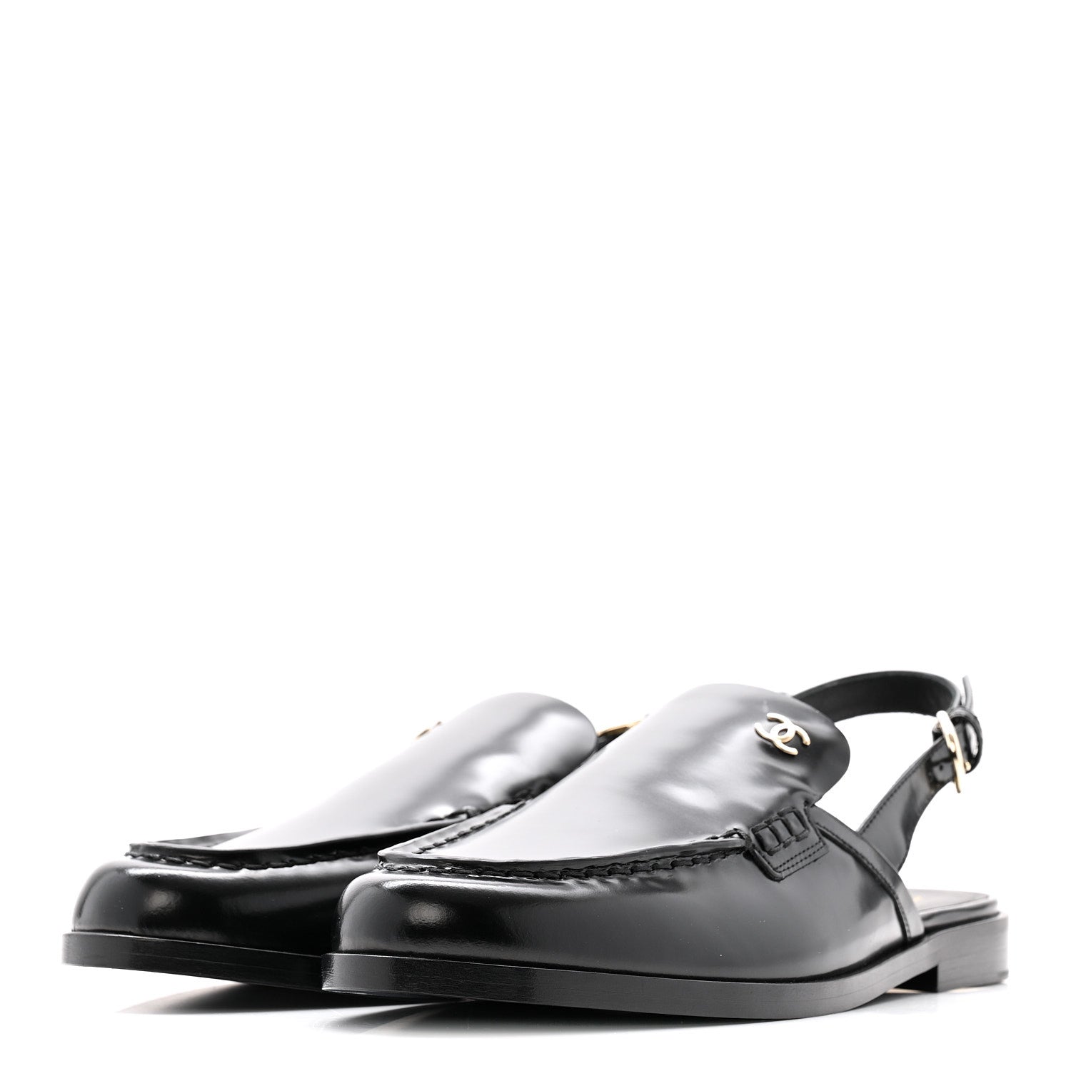 Chanel Shiny Calfskin Slingback Loafers 39 Black 4 of 10