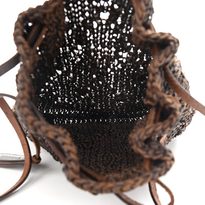 Chanel Calfskin Woven Drawstring Bag Dark Brown 5 of 9