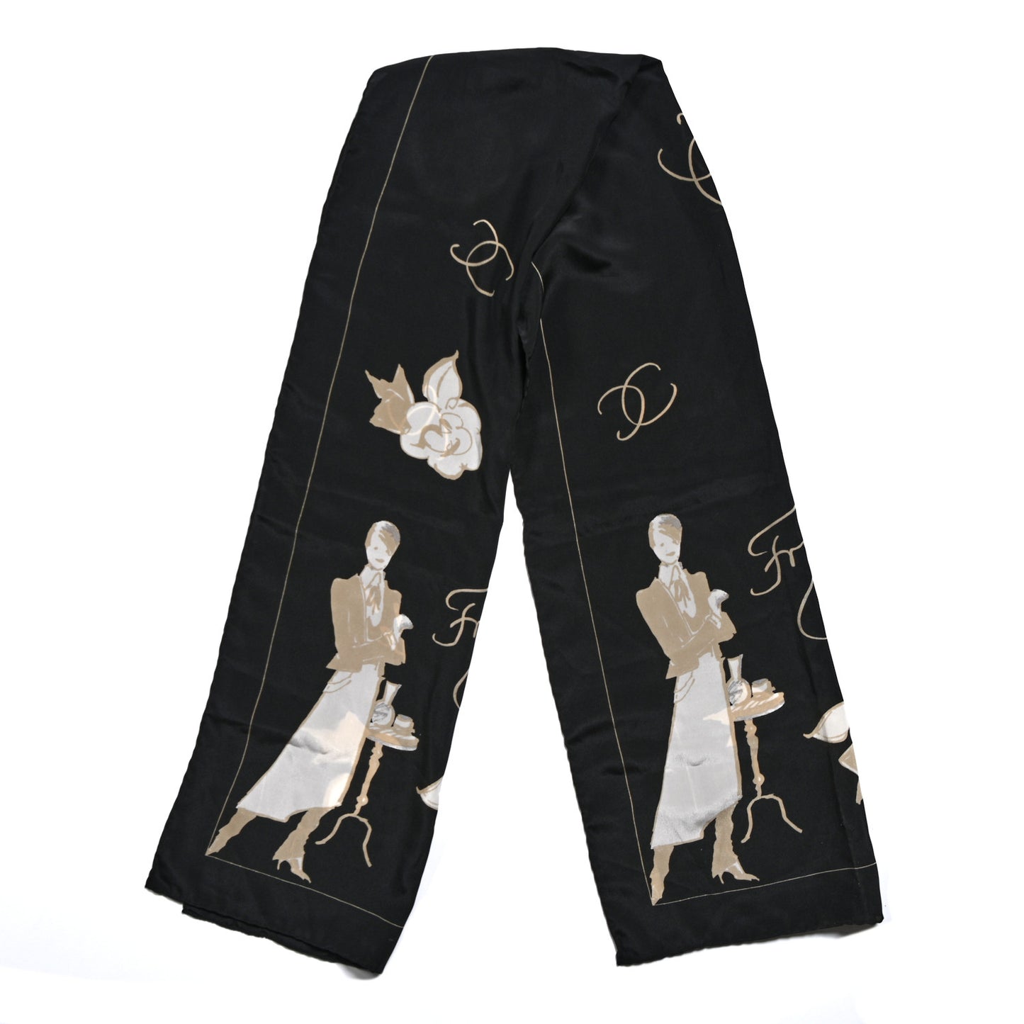 Silk Camellia Cafe Stole Black