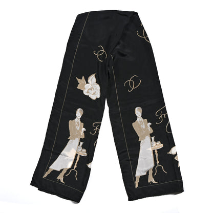 Chanel Silk Camellia Cafe Stole Black 2 of 4