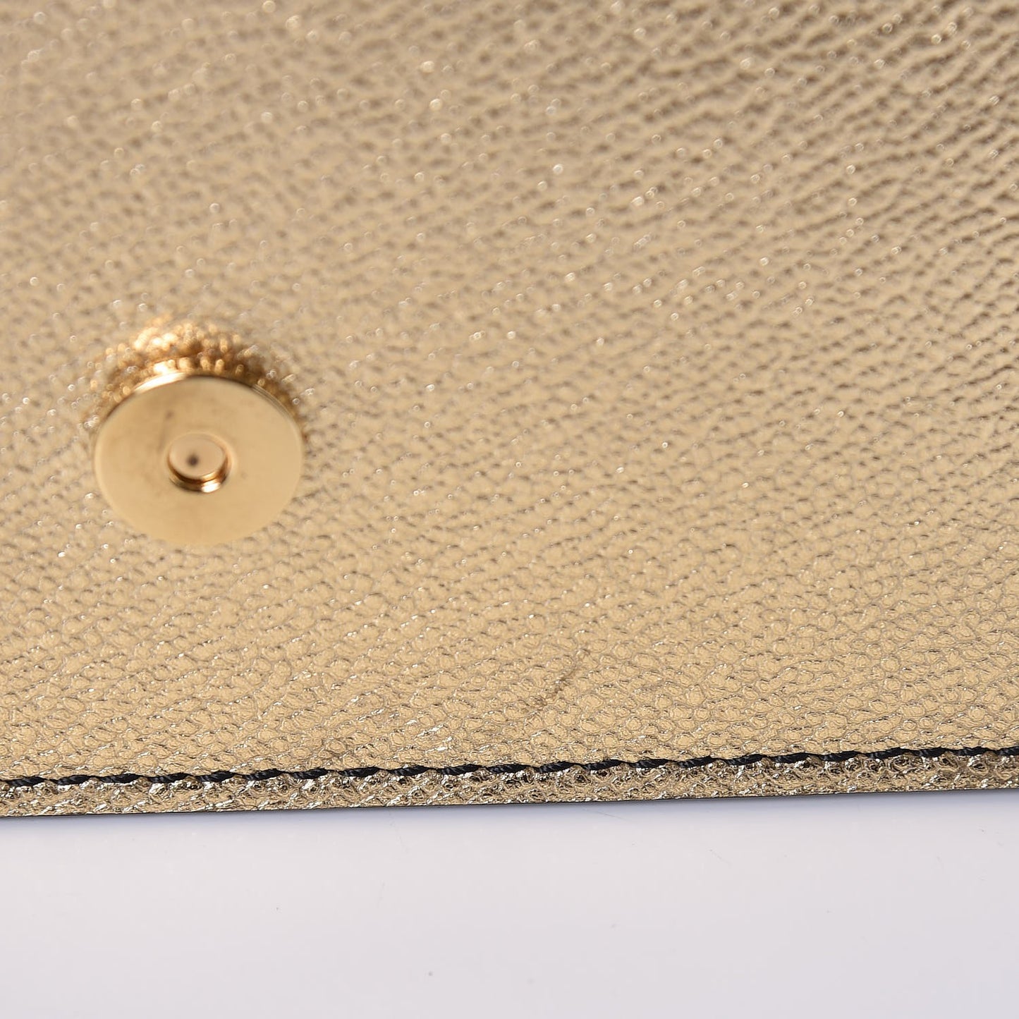 Metallic Grainy Calfskin Mini Buckle Bag Gold