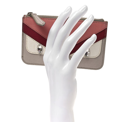 Fendi Vitello Elite Crystal Eye Monster Coin Pouch Key Case  Grigio Polvere Ribes Multicolor 2 of 10