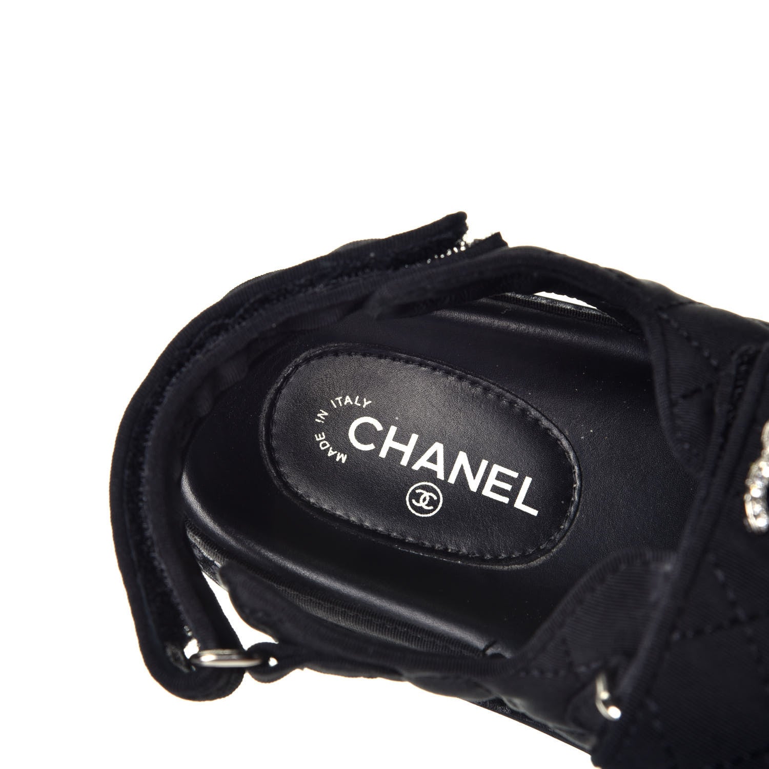 Chanel Fabric Velcro Dad Sandals 39 Black 7 of 8