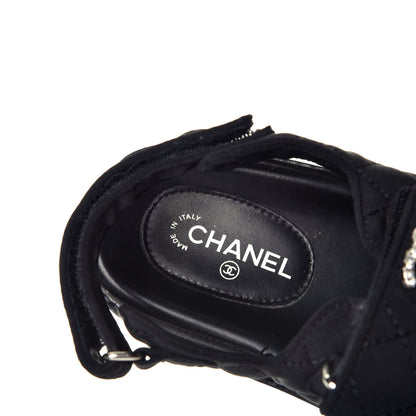 Chanel Fabric Velcro Dad Sandals 39 Black 7 of 8