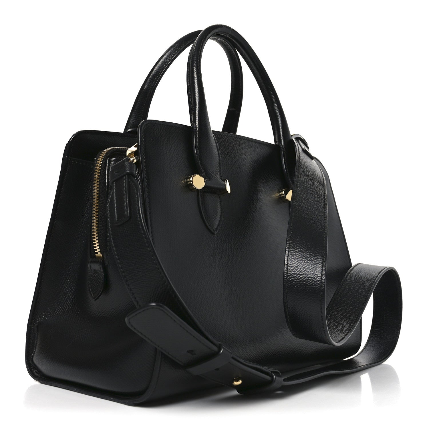 Salvatore Ferragamo Hammered Calfskin Today Satchel Black 1863416