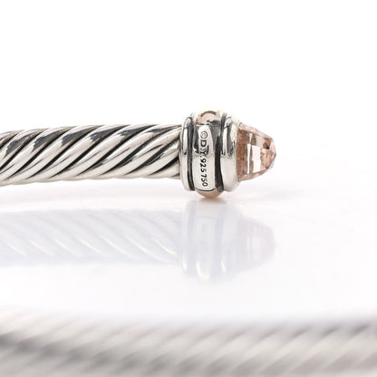 David Yurman Sterling Silver 18K Rose Gold Morganite 4mm Cable Classics Bracelet 4 of 5