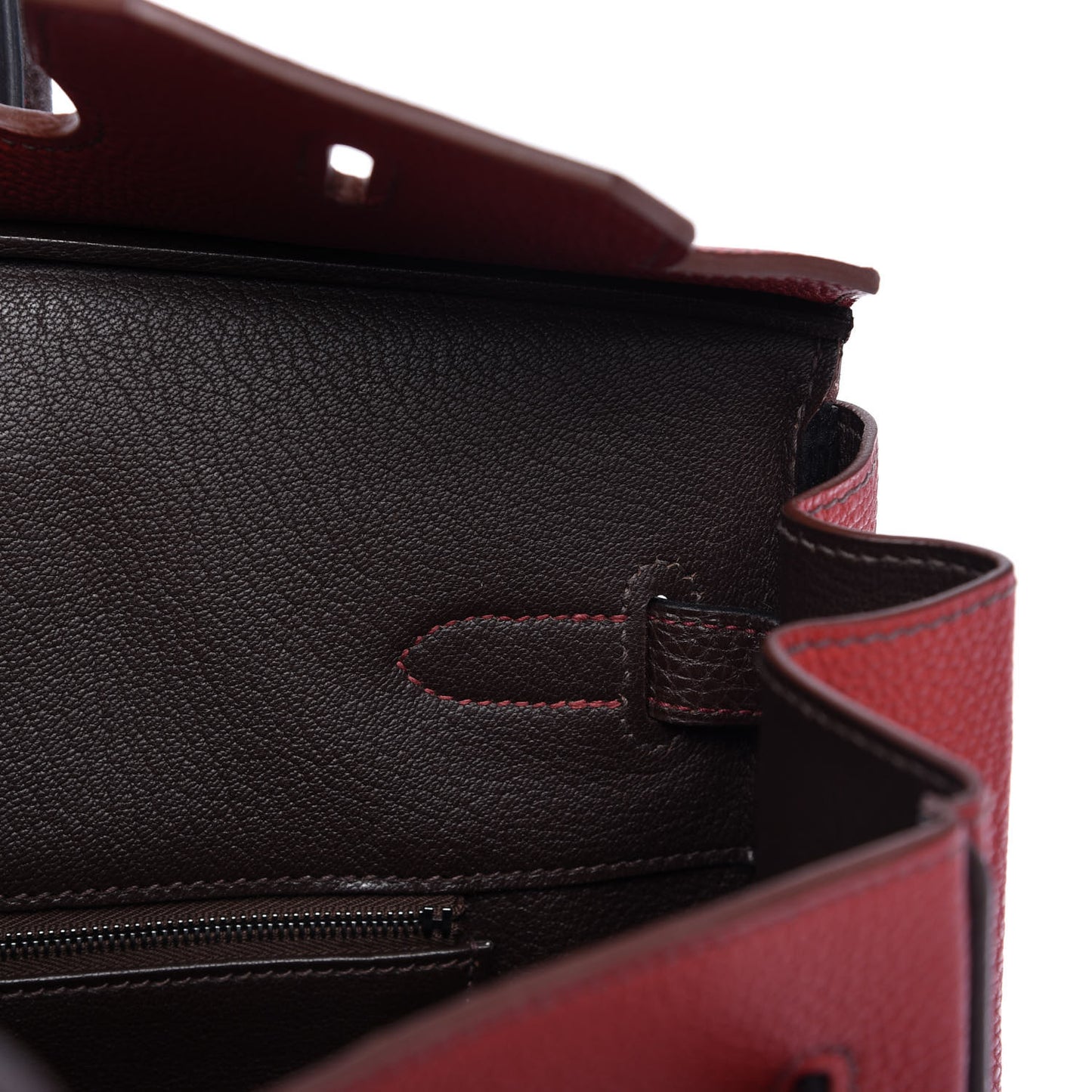 Togo Bi Color Horseshoe Birkin 35 Rouge Garance Chocolate