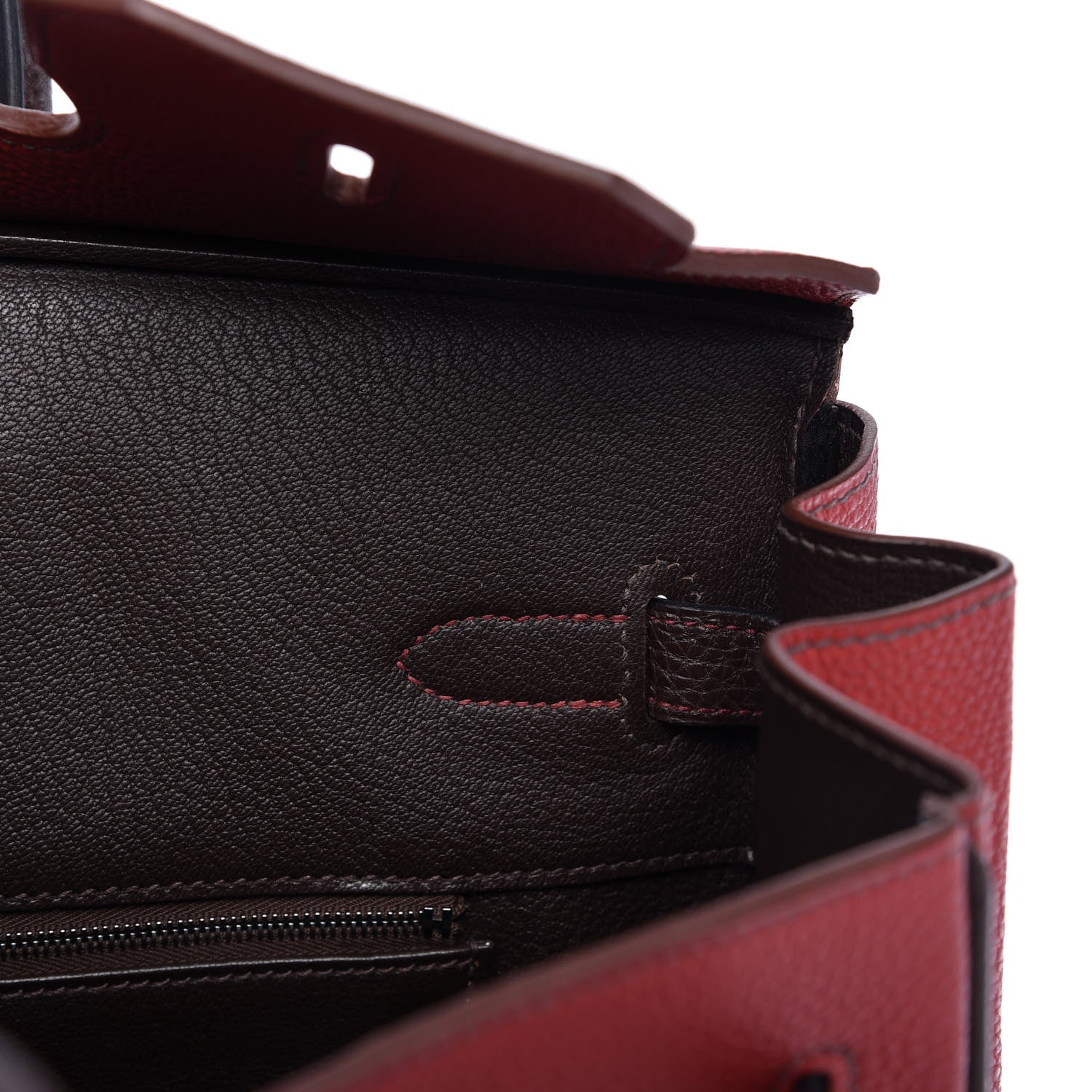 Hermes Togo Bi Color Horseshoe Birkin 35 Rouge Garance Chocolate 21 of 33