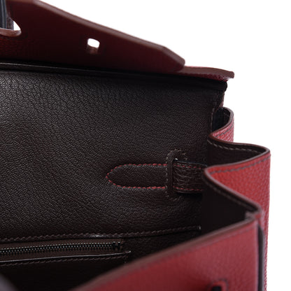 Hermes Togo Bi Color Horseshoe Birkin 35 Rouge Garance Chocolate 21 of 33