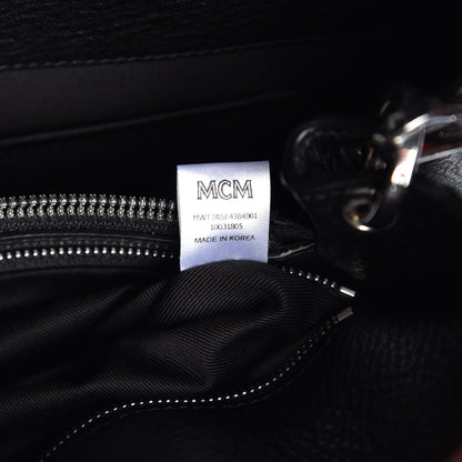 MCM Calfskin Ottomar Monogram Large Essential Tote Black 8 of 8