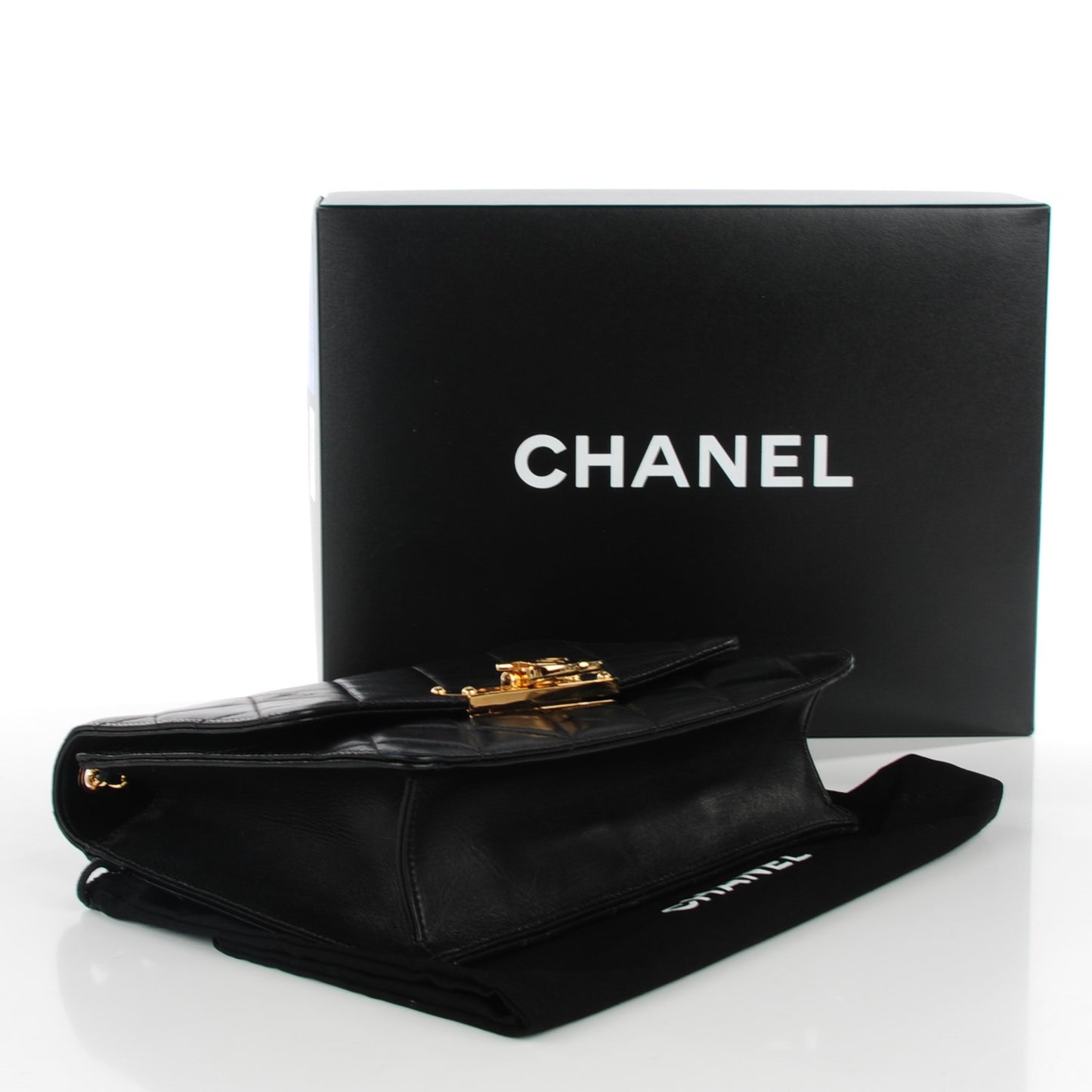 Lambskin Quilted Medium Golden Class Flap Black