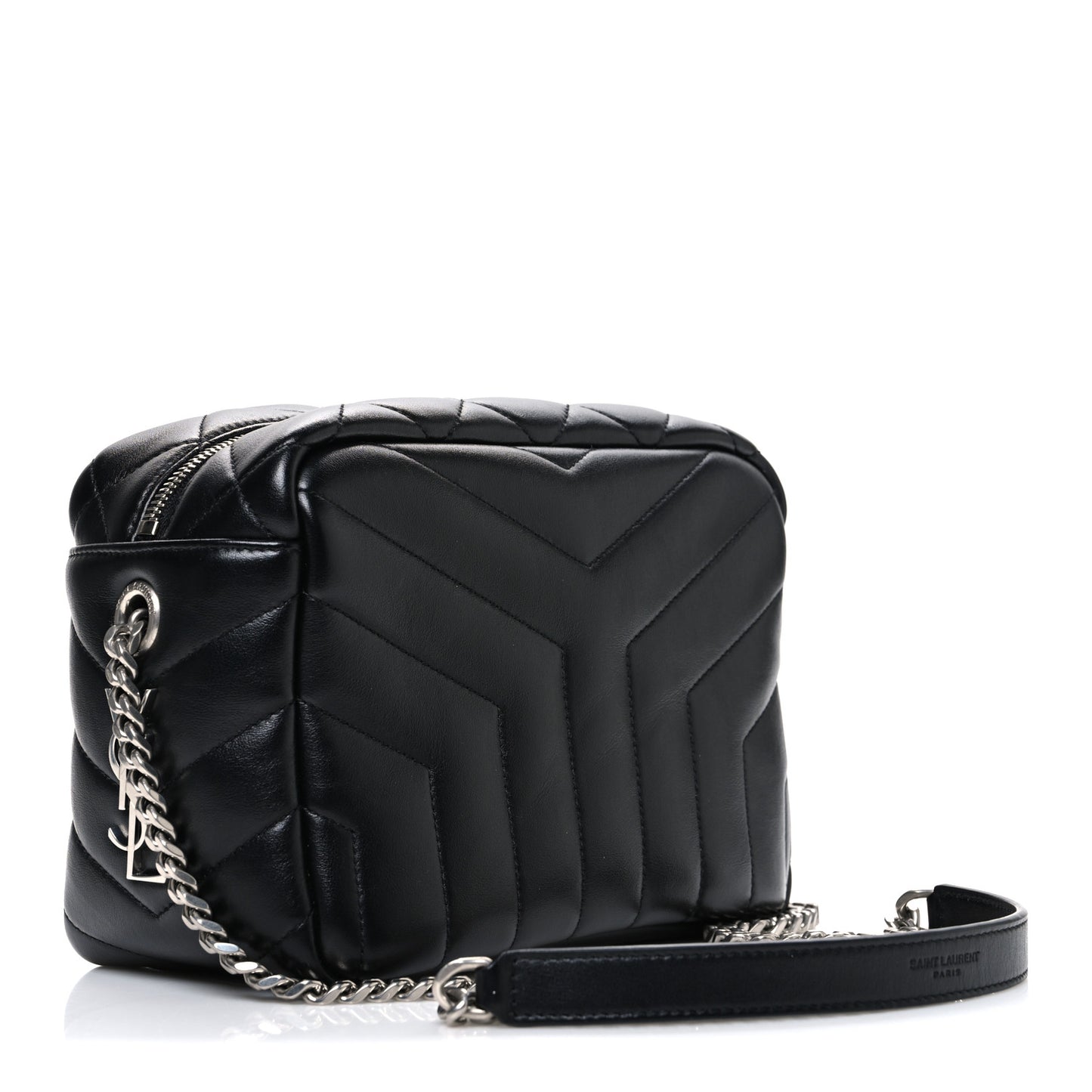 Calfskin Y Quilted Monogram Small Loulou Bowling Bag Black