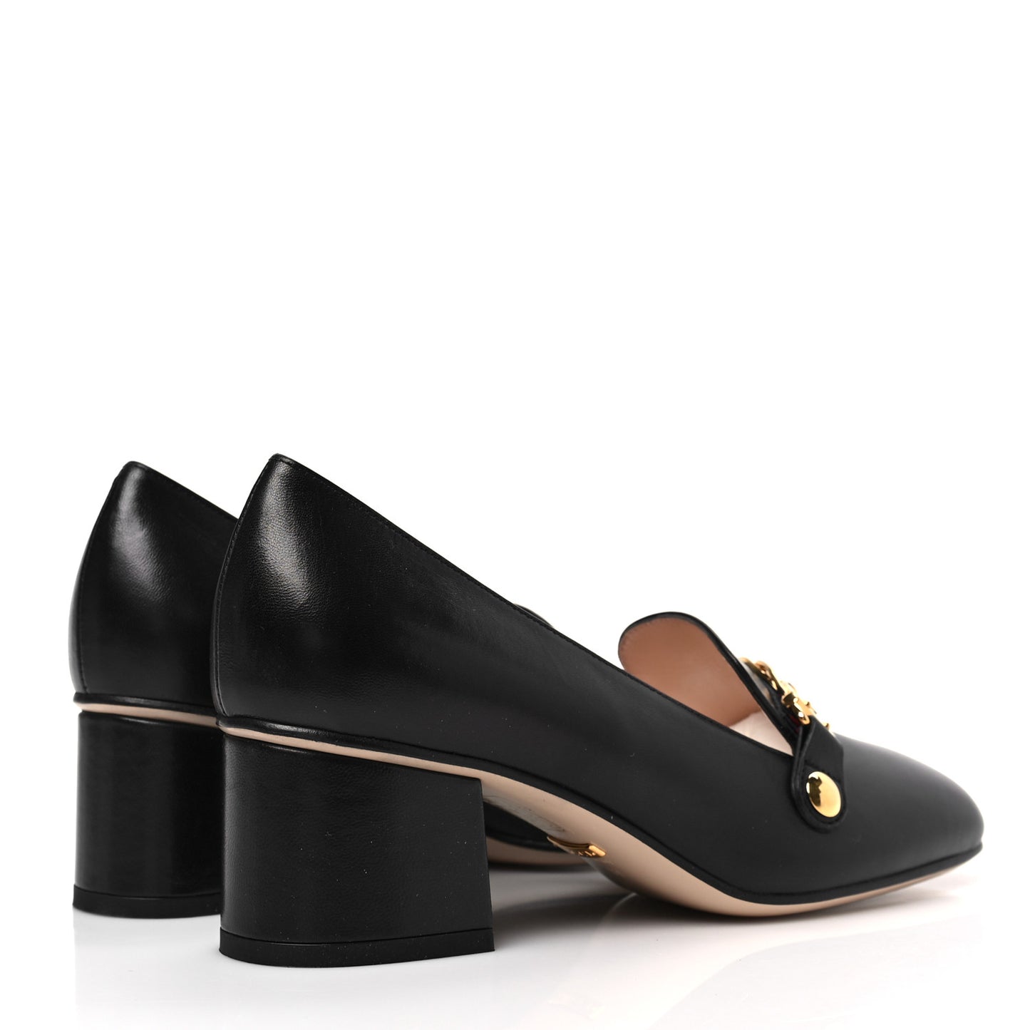Malaga Kid Sylvie Web Chain Mid Heel Loafers 37 Black