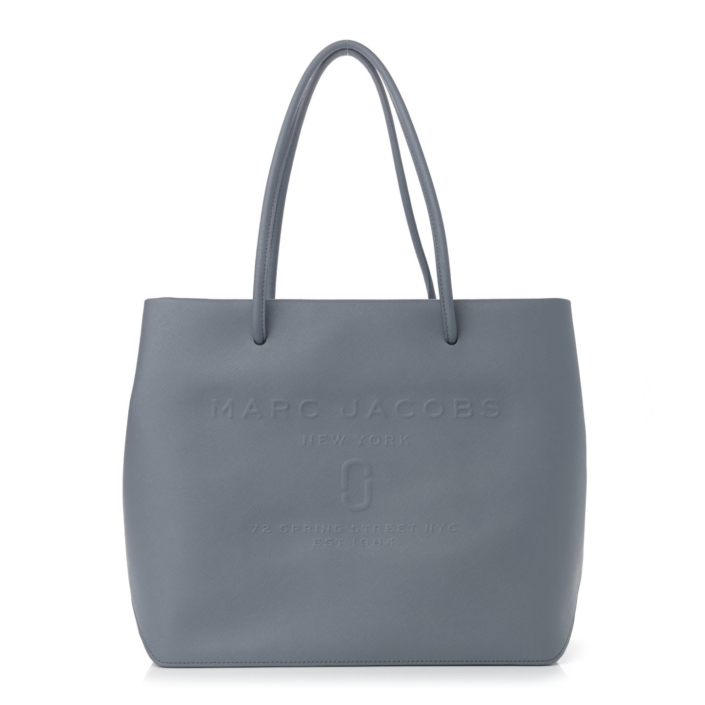 Calfskin Embossed Logo East West Shopper Tote Blue