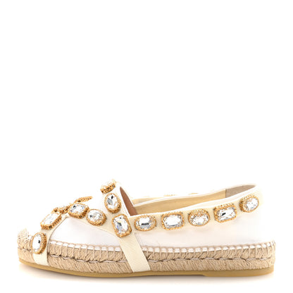 Gucci Canvas Crystal Embellished Espadrilles 36.5 Great White 1 of 10
